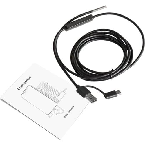 USB Endoscope 3 in 1 Borescope 3.9mm Ultra Thin Waterproof Inspection Snake Camera Micro USB and Type C with LED light