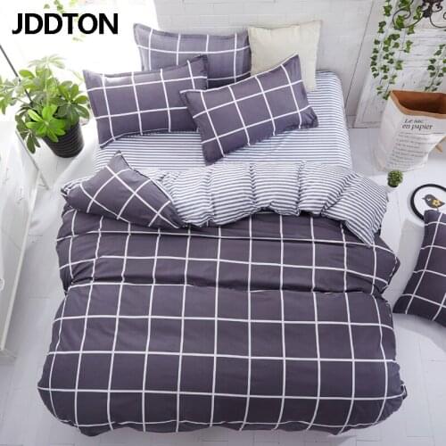 JDDTON 2020 New Gray Plaid Bedding Sets Simple And Elegant Bed Linen Duvet Cover Set AB Side Bed Sheet Pillowcase Cover BE087