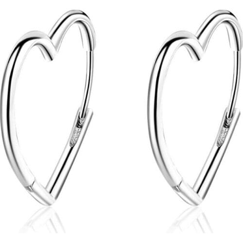 Fashion Lady Silver 925 Girls Hoop Earrings Jewelry Female Gold Heart Earring For Women Party Accessories Princess Birthday Gift