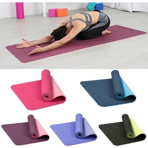Anti-slip TPE two-color yoga mat, gym home outdoor fitness exercise exercise Pilates yoga mat carpet 183*61cm*6mm