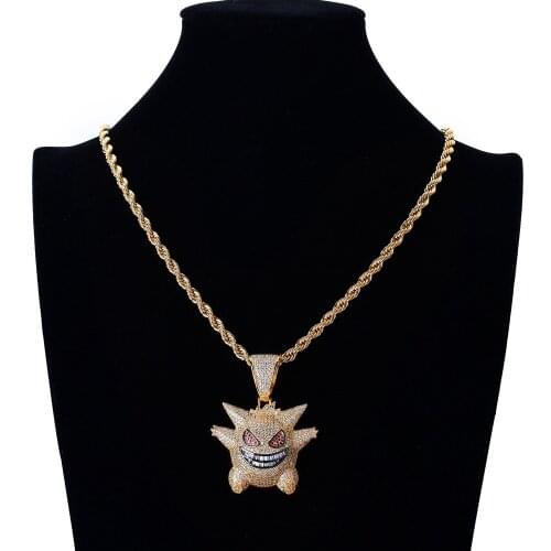 New ChilDhood Memories 900 AAA Zircon Hip-Hop Pendants Pokemon Pendant HIPHOP Hip-Hop Necklace Jewelry
