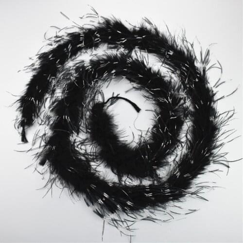 2Meters White Black Ostrich Feather Boa Trim Party Accessories Wedding Decoration Apparel Strip Shawl Feathers for Clothes Decor