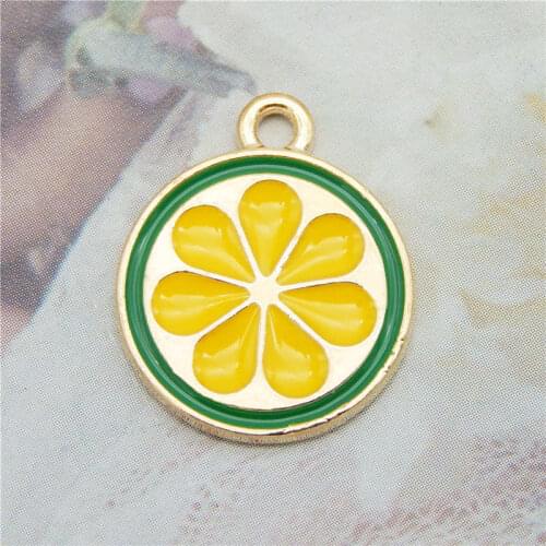 Julie Wang 10PCS Enamel Orange Slice Charms Alloy Gold Tone Artificial Fruit Necklace Bracelet Jewelry Making Accessory