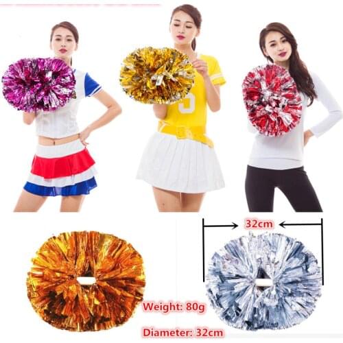 High quality 32CM/80g game pompoms cheering supplies Cheerleader pom poms supplies PVC pompons Color can free combination