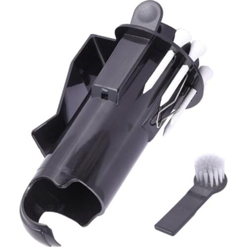 Portable Storage Golf Ball Tee Holder Pro Clip Caddy with Nylon Brush Divot
