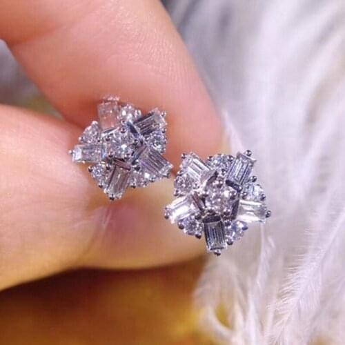 Luxury Fancy Stud Earrings for Women Ear Piercing Inlaid Brilliant Crystal Zirconia Luxury Bridal Wedding Earring Trendy Jewelry
