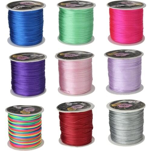 Wholesale 70M/Spool 1MM Mix Color Nylon Black Satin Chinese Knotting Silky Macrame Cord Beading Braided String Thread