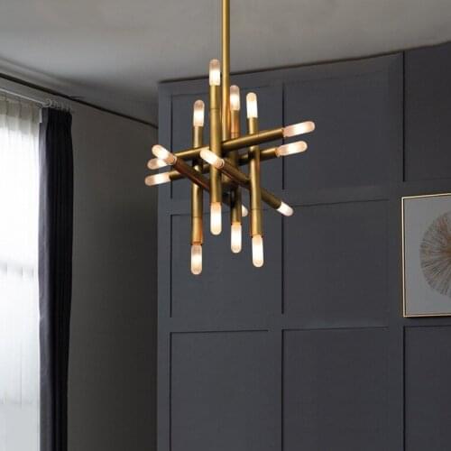 LED Chandelier Lighting Dining Living Room Creative Hanging Lamp Copper Luxury Bedroom Villa Home Decoration Postmodern Fixture