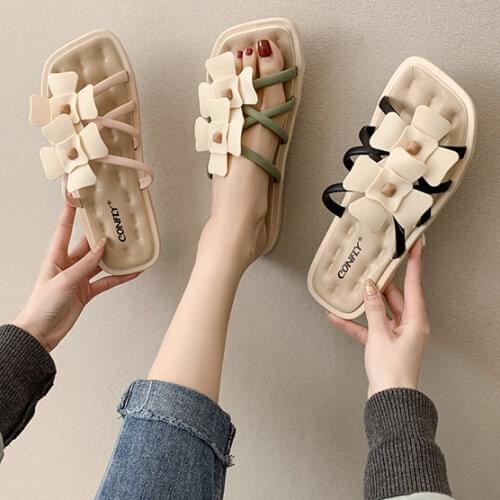 Slippers womens summer wear 2021 new net red ins outdoor beach ROMAN SANDALS fashion flower flip flop