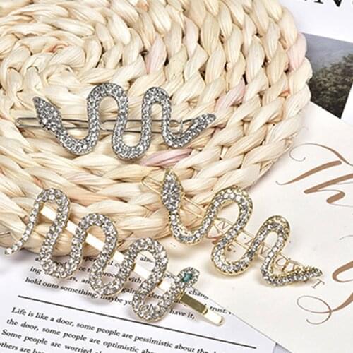 Crystal Snake Hairpins for Women Girl Animals Full Rhinestones Hair Clips Pins Party Headpiece Hairgrips Hair Pin Barrettes Gift