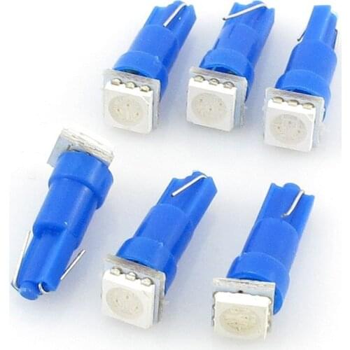 Uxcell 6 Pcs T5 Wedge Blue 5050 1-SMD LED Side Marker Lights Bulbs for Car