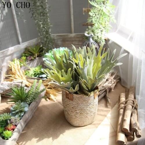 YO CHO High Quality Rare Artificial Plants Real Touch Antlers Leaf Succulent Simulation Plant For Home Garden Decor DIY Gift
