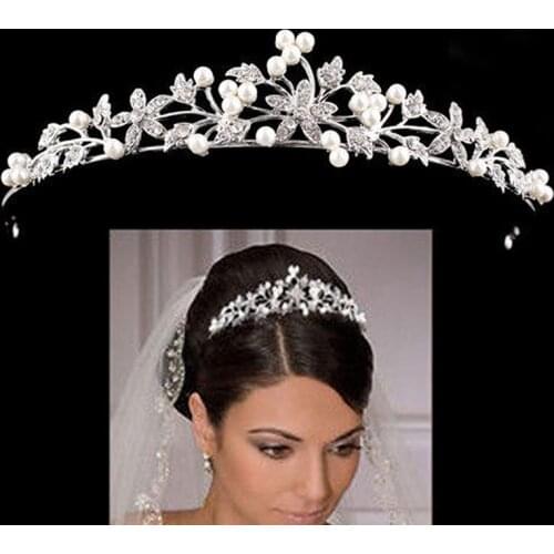 Rhinestone Pearl Crown Hair Clip Headband Gold Wedding Tiara Hair Accessories Head Jewelry Bridal Headpiece Kids Girls Crowns
