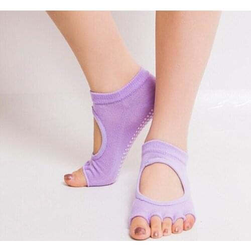 Women Backless Five Toe Anti-Slip Yoga Ankle Socks Sweat Breathable Grip Socks Dots Pilates Fitness Gym Ladies Sports Underwear