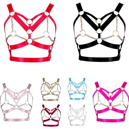 Women Sexy Bandage Bra Garter Belt Female Push Up Bralette Bustier Lingerie Dance Club Wear Belt Bra Hollow Cage Bra Crop Top
