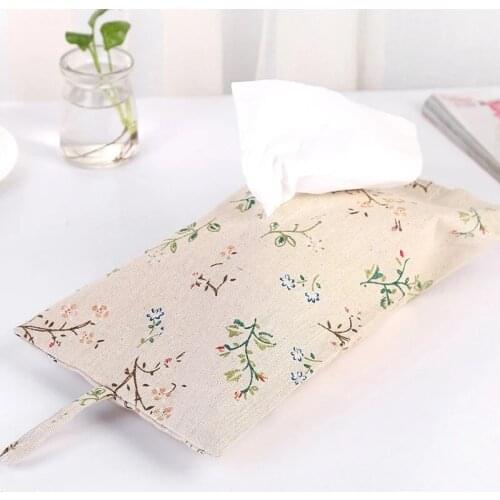 1P Creative drawing carton cotton linen cloth art paper towel cover drawing paper bag paper towel storage box toilet hanging bag