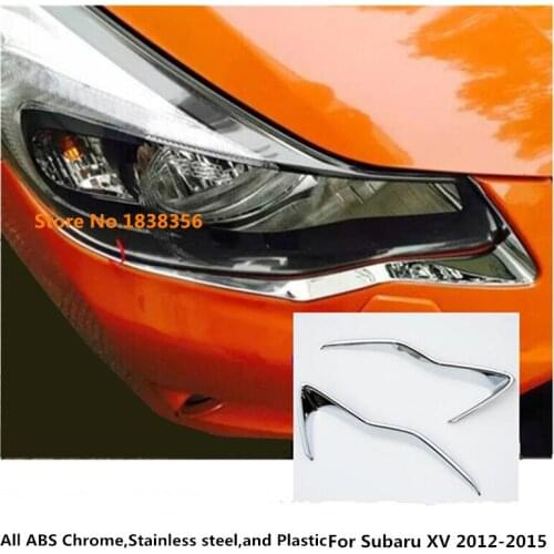 For Subaru XV 2012 2013 2014 2015 Front Fog Light Lamp Detector Frame Stick Style ABS Chrome Cover Trim Sticks Accessories 2Pcs