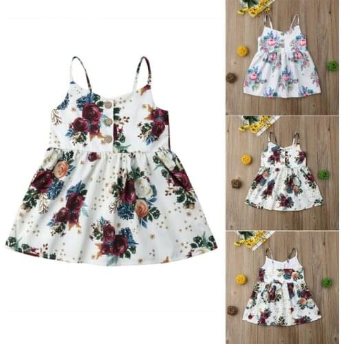 Summer Beach Dresses 2020 Kids Baby Girls Fashion Flower Princess Sleeveless Dress Sundress Clothes