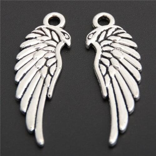 25pcs Silver Color Charms Beads Pendants For Jewelry Making Feather Angel Wings Shape DIY Bracelet Necklace A2870