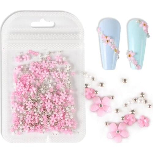 3D Rose Flower Nail Art Mixed Size Steel Ball Nail Supplies Professional Accessories for DIY Manicure Design Nail Art Jewelry