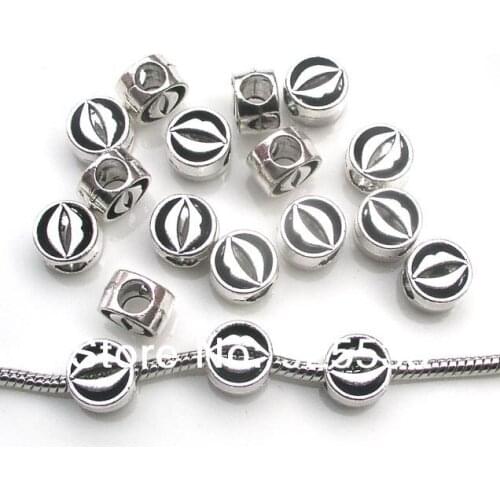 Free shipping 50pcs 10x6mm big hole antique metal lip beads fit European bracelet jewelry DIY