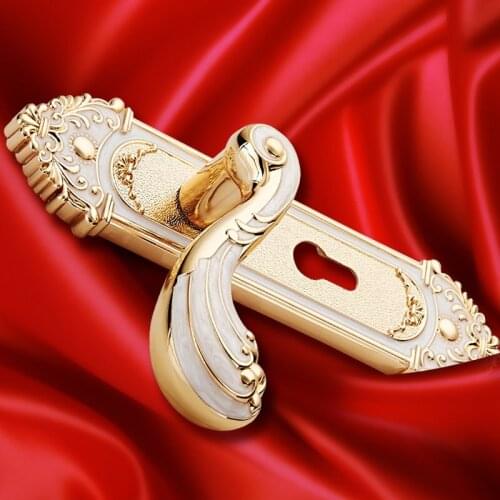 Free shipping European white locks Simple bedroom double tongue lock Anti theft double handle locks solid silent wood door locks