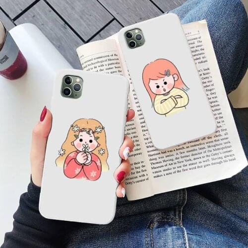 Cartoon cute flower snack girl Phone Case Candy Color for iPhone 6 6S 7 8 11 12 XS X SE 2020 XR mini pro Plus MAX mobile bags