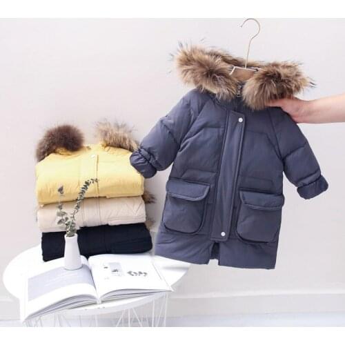 Childrens long cotton coat boys and girls winter thick down cotton coat