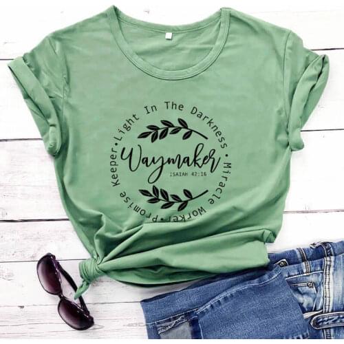 Way Maker Isaiah 42:16 Christian T Shirt New Arrival 100%Cotton Summer Funny T Shirt Miracle Worker Shirts Promise Keeper Shirt