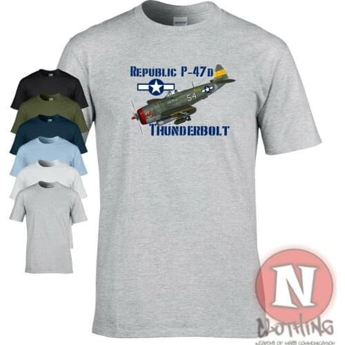 WWII Aircraft US Air Force Republic P-47 Thunderbolt Fighter T-Shirt. Summer Cotton O-Neck Short Sleeve Mens T Shirt New S-3XL