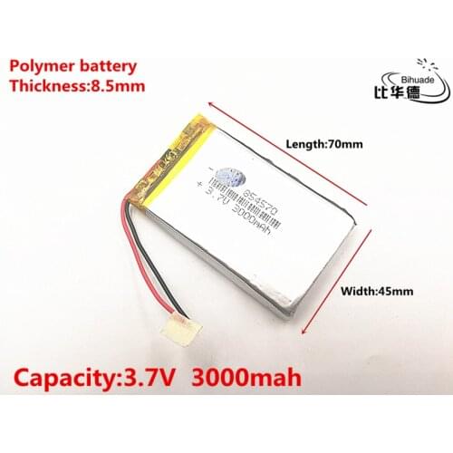 Good Qulity 3.7V,3000mAH,854570 Polymer lithium ion / Li-ion battery for TOY,POWER BANK,GPS,mp3,mp4