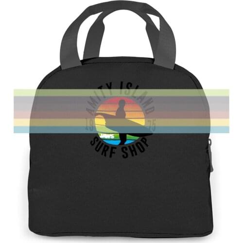 Jaws Amity Island Surf Shop Grey Cool women men Portable insulated lunch bag adult