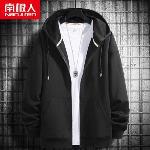 Cardigan Sweater Mens Spring and Autumn New Mens Clothing Loose Fashion Brand Autumn Top Youth Zipper Hooded Jacket