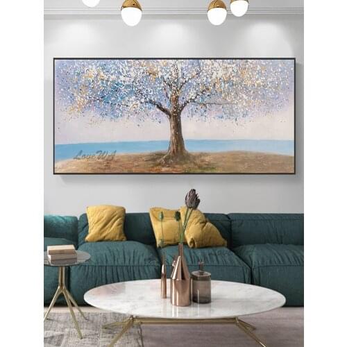 Tree Picture Handmade Artwork Paintings Abstract Colorful Decoration Oil Painting on Canvas Wall Art Pictures For Living Room