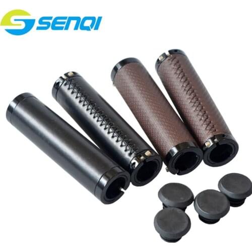 Leather Hand Sewn Bicycle Cover Mountain Bike Fixed Gear Folding Bike Retro Leather Handlebar Grips Can be loked