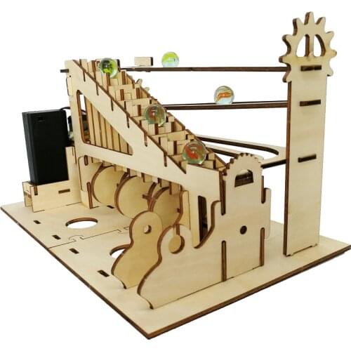DIY 3D Puzzle Marble Run Stem Mechanical Stepladder Ladder Wooden Model Building Kits Assembly Toy Gift for Children Adult