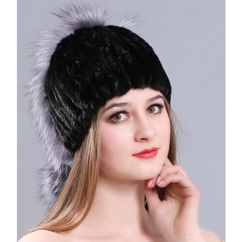 MIARA.L new lady mink hat fashion silver fox fur winter fashion warm and thick fur hat manufacturers for whole sale