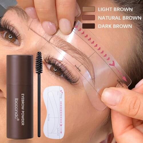 One Step Eyebrow Stamp Shaping Kit Long Lasting Contouring Eyebrow Shape Stamp Brow with 10 Reusable Eyebrow Stencils 2 Brushes