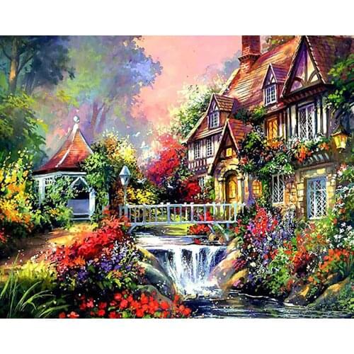 Scenery house Cross Stitch Embroidery Kits scenery Cotton Thread Painting Diy Needlework Dmc New Year Home Christmas Gift