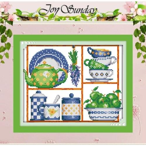 Tableware (3) Patterns Counted Cross Stitch 11CT 14CT Cross Stitch Set Wholesale Cross-stitch Kit Embroidery Needlework