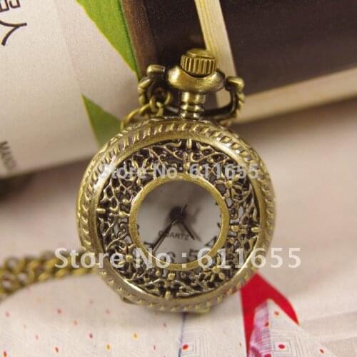 Wholesale hot sale new mens Pocket Watch 1pcs/lot womens flower leaf mini bronze Antique vintage steampunk style 2015 wp079