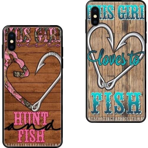 Shopping This Girl Loves To Hunt And Fish Black Soft TPU Phone Cover Case For Galaxy S5 S6 S7 S8 S9 S10 S10e S20 edge Lite Plus