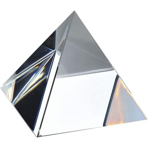 Transparent Pyramid 2.75 Inches(70mm)K9 Glass Office Home Decoration Ornaments Suitable for Experimental Teaching