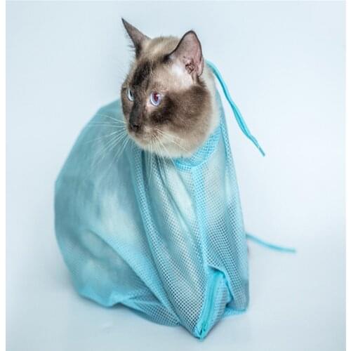 Mesh Cat Bathing Bag Cats Grooming Washing Bags Cat Bath Clean Bag No Scratching Bite Restraint Cat Supplies Nail Cutting