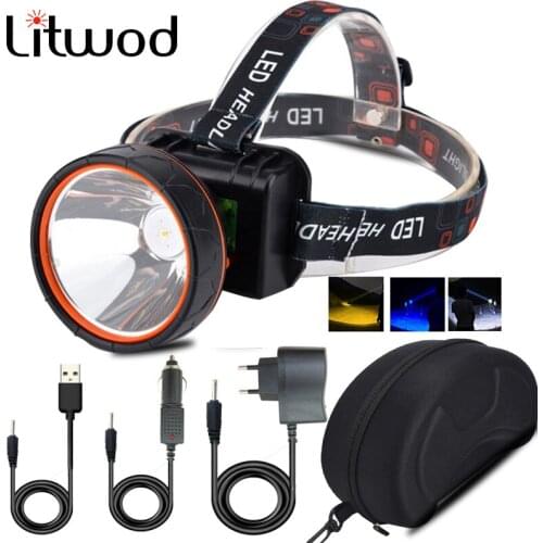 Led Headlamp Fishing Rechargeable Bulbs Headlight Built in Battery Lamp Torch Camping light hunting lights three kinds of lights