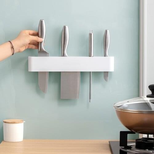 Wall-mounted Universal Knife Rack Self-adhesive Restaurant Chef Slicing Steak Knives Storage Shelf With Hook Knife Holder Tools