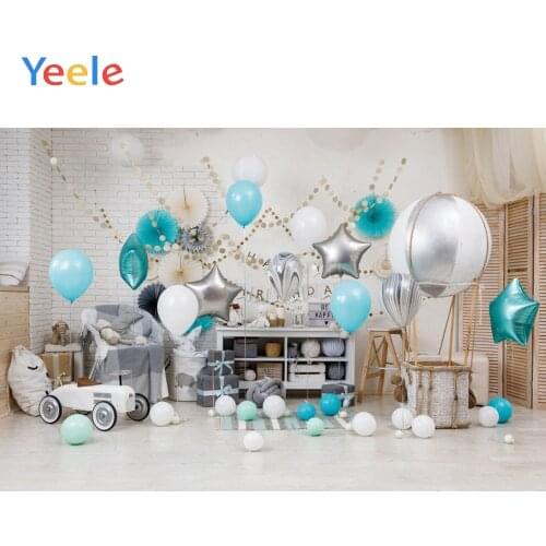 Baby Room Hot Air Balloon Toy Car Baby Shower Boy Birthday Backdrop Vinyl Photography Background For Photo Studio Photophone