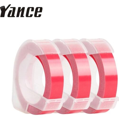 Yance 3pcs Pink 9MM 6MM 12MM 3D Embossing Tape for Dymo Embossing Label Maker PVC label Dymo Tape for Motex E101