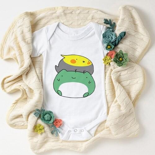 Funny Baby Girl Romper Summer Casual Baby Boy Jumpsuits Newborn O-neck Clothes Cartoon Frog Print Infant Pajamas Baby Things
