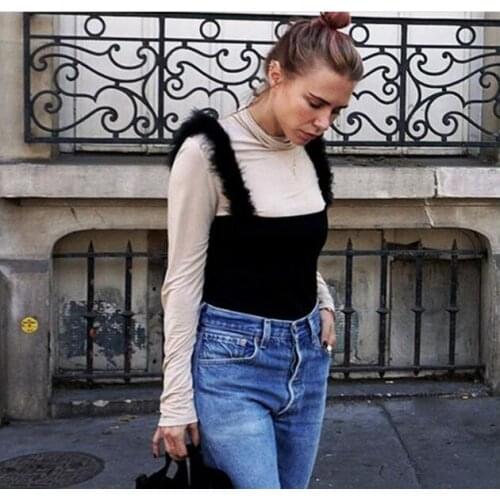 Fur Strap Tank Top Women Black Sexy Camis Beach Party Summer Clothing 2021 Ladies Vest Kawaii Blusas Camisole